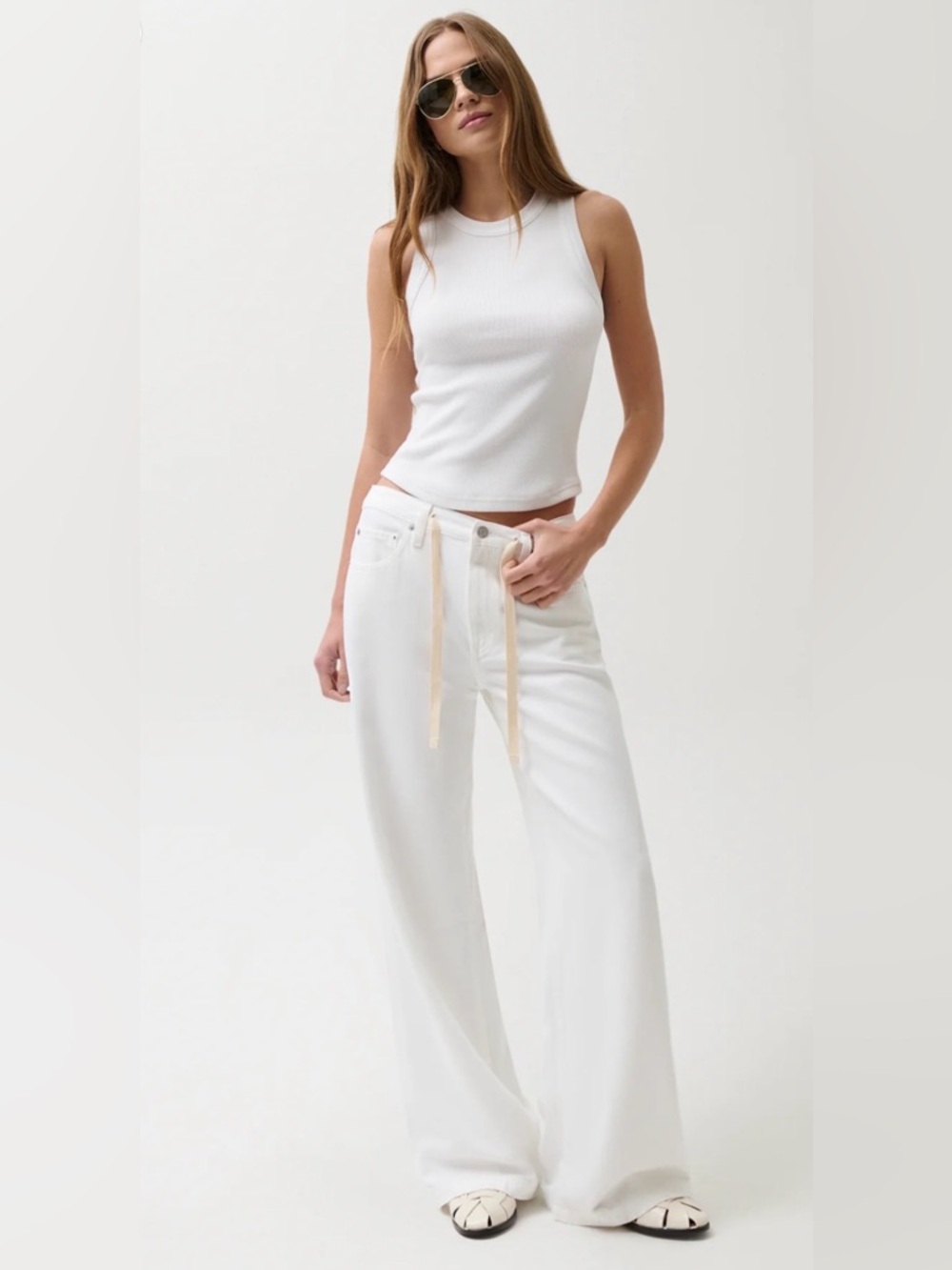 PISTOLA Jadyn Mid Rise Drawstring Palazzo Jean